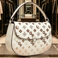 Tas Monogram Gradien untuk Wanita dengan Penutup Lipat, Pegangan Atas, Tas Selempang, Tali Tunggal, Ideal untuk Kantor, Kegunaan Sehari-hari, Pesta, dan Perjalanan
