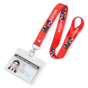 Cordón Personalizable Ecológico y Duradero para Elecciones Presidenciales Nacionales, Cordón de Poliéster Impreso en Offset con Porta Tarjetas - Product Image 3