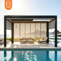Pergola bioclimatique rétractable, écologique, imperméable, anti-rongeurs, anti-pourriture, en alliage d'aluminium thermolaqué, moderne, auvent de gazebo