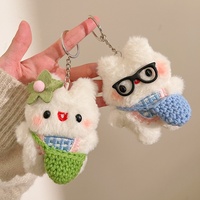 Porte-clés en peluche lapin mignon super doux style dessin animé, pendentif décoratif kawaii pour sacs à dos et clés