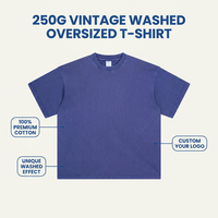T-shirt 100% Coton 250GSM Personnalisé Coupe Oversize Uni Délavé à l'Acide Épaules Tombantes Streetwear Vintage T-shirts Vierge Impression Personnalisée