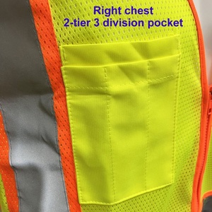 Chaleco de Seguridad de Malla Reflectante Amarillo de Alta Visibilidad ANSI/ISEA EN ISO 20471 Clase 3 con Múltiples Bolsillos para Trabajadores de la Construcción - Product Image 3