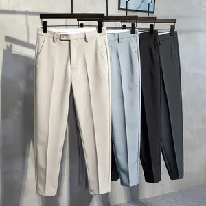 Grosir abu-abu muda jas celana pria-XLL Celana Panjang Formal Pria, Bawahan Pakaian Kerja Kasual Bernafas Nyaman, Ukuran Besar 2022