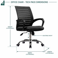 Chaise de bureau JQYX durable en maille avec accoudoirs fixes, dossier, cadre métallique, soutien lombaire, pivotante, pour personnel, espace de travail ouvert et formation