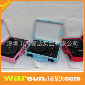 Haut-parleur portable avec étui en cuir, tourne-disque, couleurs rose, rouge, bleu, interface USB 3.0, lecteur audio portable Bluetooth - Product Image 5