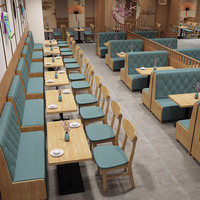 Banquette en bois rembourrée en cuir matelassé résistant à l'humidité, table à dîner en bois, cloison de séparation, mobilier pour restaurant de thé