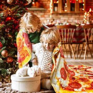 ตลกคุณภาพสูง CVS BSCI จํานวนสามารถปรับแต่งสําหรับพิมพ์ผ้าห่มพิซซ่าขนแกะสักหลาด - Product Image 3