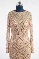 Robe de soirée de qualité supérieure, écologique, perlée à la main, sans manches, col halter, traîne longue, silhouette trompette/sirène pour