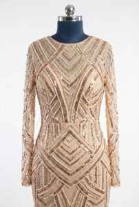 Vestido de Noche Largo de Excelente Calidad con Cuentas Hechas a Mano y Mangas Largas para Eventos Nocturnos y Bodas, Disponible para Suministro Mundial - Product Image 6