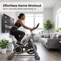 Hochbelastbares 6KG Schwungrad Indoor Cycling Bike App-Kompatibel Riemenantrieb LCD-Monitor Herzfrequenz 265LBS Heimtrainer Spinning Bike