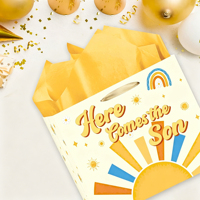 Voici le sac cadeau pour bébé garçon, thème soleil bohème, sacs cadeaux pour baby shower avec poignées pour la fête de naissance sur le thème du soleil