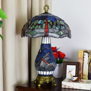 <span class=keywords><strong>Lampe</strong></span> de table LED flexible écologique de style <span class=keywords><strong>Tiffany</strong></span>, abat-jour en verre teinté fait main motif <span class=keywords><strong>libellule</strong></span> bleue, <span class=keywords><strong>lampe</strong></span> de bureau, vente en gros d'usine - Product Image 4