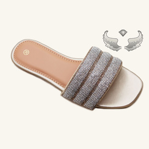 Sandales et pantoufles pour femmes à bout ouvert, ornées de strass, respirantes et légères, vente en gros pour femmes - Product Image 3
