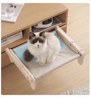 Hamac pour chat rectangulaire en bois, design respirant, couleur naturelle, lavage à la main, options de fixation au sol ou en fenêtre, direct usine