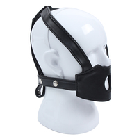 Harnais de contrainte BDSM en cuir noir réglable avec boucle en O, balle de gag ouverte, masque et rivets pour cosplay fétichiste esclave