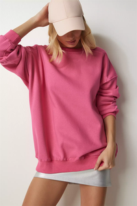 2025 personnalisé femmes sweat à capuche décontracté hauts filles à manches longues sweats surdimensionnés <span class=keywords><strong>Femme</strong></span> pull polaire blanc col rond sweat - Product Image 2