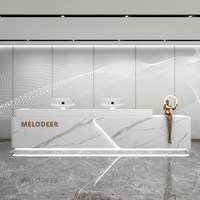 Meuble de réception carré de luxe léger de style médiéval en MDF haut de gamme, ensemble complet pour salon de beauté et restaurant