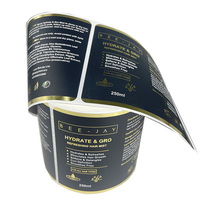 Fabricants d'étiquettes personnalisées pour cosmétiques, étiquettes en vinyle avec feuille d'or, étanches, pour shampooing, étiquettes noires de luxe, étiquettes privées pour soins personnels, bouteilles