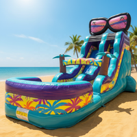 Toboggan aquatique tropical en PVC gonflable de 18 pieds pour piscines extérieures, taille personnalisée pour adultes, toboggan aquatique de plage d'été