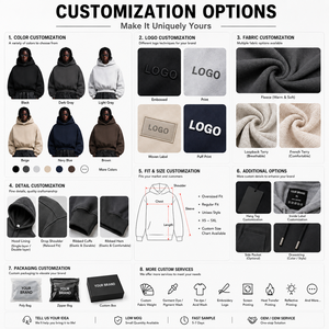 Sudadera con Capucha Lisa para Hombre, de Algodón Grueso, Estilo Holgado, Personalizable con Bordado e Impresión de Logotipo, Ropa Urbana - Product Image 2