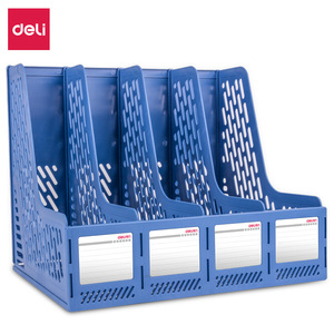 Deli File Holder 4-Part Blue Plastic Document Organizer Office Supplies Letter Holder - Product Image 1