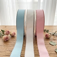 Ruban à bords festonnés 38 mm, ruban gros-grain blanc, rubans en tissu à bords ondulés avec bobine pour la couture, la confection artisanale, les nœuds pour cheveux
