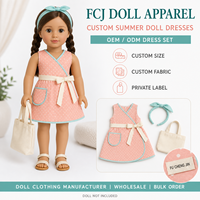 Ensembles d'accessoires de mode estivale pour poupées, avec fermeture arrière facile, en tissu à pois, couleur et taille personnalisables, fabricant de marques privées