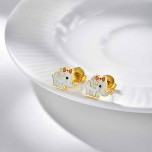 Accessoires en acier inoxydable plaqué or, breloques licorne, éléphant, poisson, fleur, bracelet, boucles d'oreilles, bague, bijoux pour enfants MKJ071 - Product Image 4