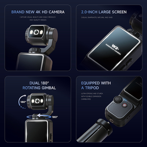 กล้องถ่ายรูปพกพาใหม่ปี 2026 รุ่น W2 กล้อง 4K HD แบบคู่ 180 องศา °   กิมบอลแบบหมุนได้ หน้าจอขนาดใหญ่ 2.0 นิ้ว ตัวเครื่องน้ำหนักเบา จับถนัดมือ - Product Image 3
