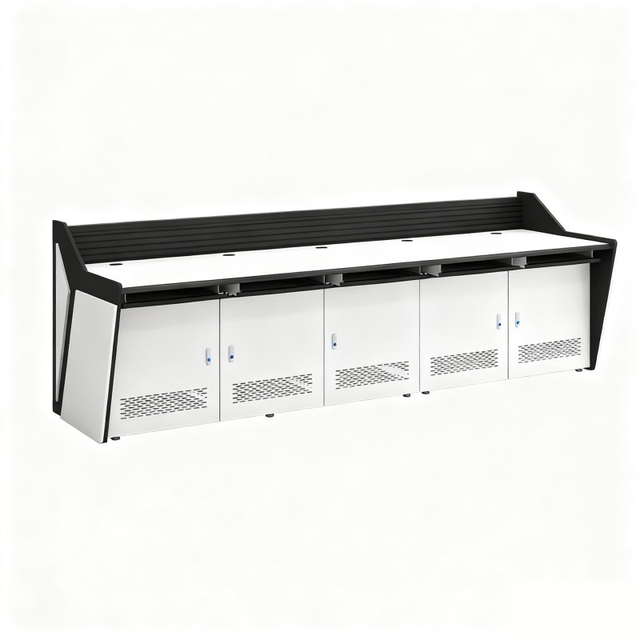 Dispatching Command Center Console Control Room Console Multimedia Table Broadcasting Table Podium with 5 Under-desk Pedestals