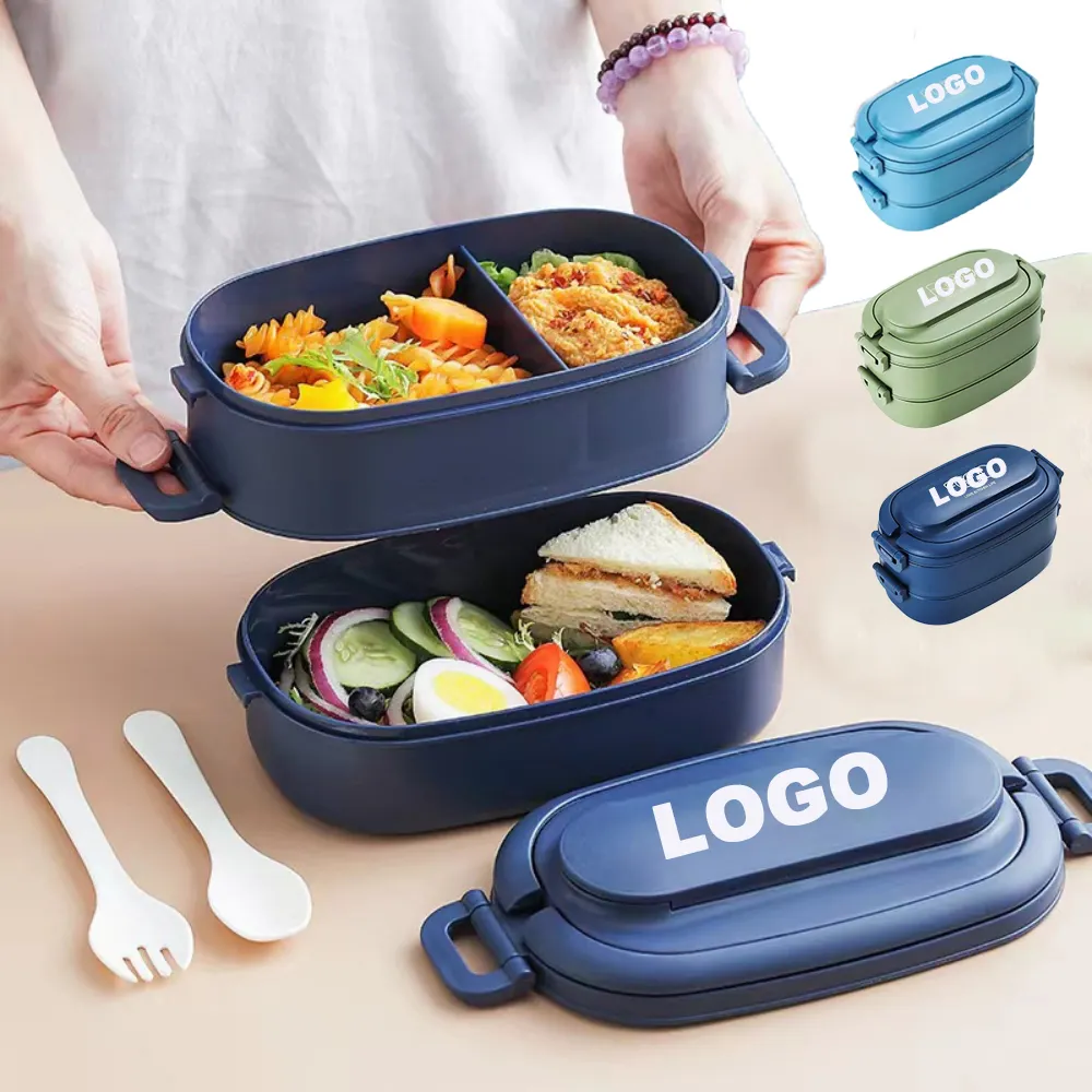 Portable Kids Adult Microwave Safe Tiffin Box Plastic Lunch Bento Box With Cutlery BPA-Free Food Storage Container