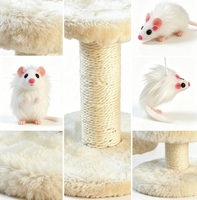 Petit arbre à gratter pour chat à 2 niveaux, poteau à gratter en sisal naturel avec plateforme en peluche douce et jouet souris suspendu pour chaton (usage quotidien)