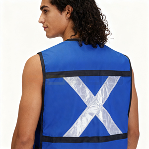 Gilet di Sicurezza ANSI Classe 2 Alta Visibilità con Nastro Riflettente da 5cm e Logo Personalizzato per Lavoratori Stradali - Product Image 3