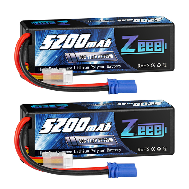 Zeee 11.1V 3S 5200mAh 80C Lipo Battery With EC5 Connector Hardcase Battery for RC Car Boat Truck Helicopter Airplane RacingModel