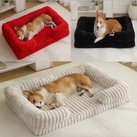 Coussin carré pour chien en peluche lapin, doux, lavable, solide, pour l'hiver