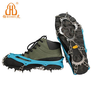 BOHU scarpe da trekking da esterno con 11 punte in acciaio inossidabile ramponi da neve manopole da ghiaccio tacchette da trazione antiscivolo borsa da arrampicata confezionata - Product Image 1