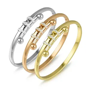 Personalized Ladies Women Jewelry Gold Expandable Blank Bangles Set Women Stainless Steel Bracelet