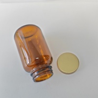 Bouteilles en verre rondes ambrées pour compléments alimentaires, pots de stockage pour comprimés et capsules de vitamines avec couvercles métalliques, capacités multiples personnalisables