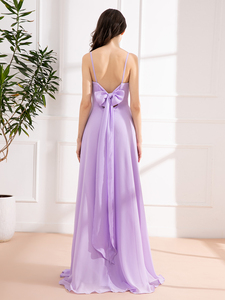 Ruolai nd010 đơn giản quây không tay trở lại ren lên Phù Dâu ăn mặc đầy đủ chiều dài prom ăn mặc buổi tối bên váy - Product Image 2