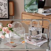 M Creative Vases En Verre Transparent Fish Tank Décoration Bulle Fleur Sac À Main Sac Bocal En Verre pour Centres De Table Arrangement Floral