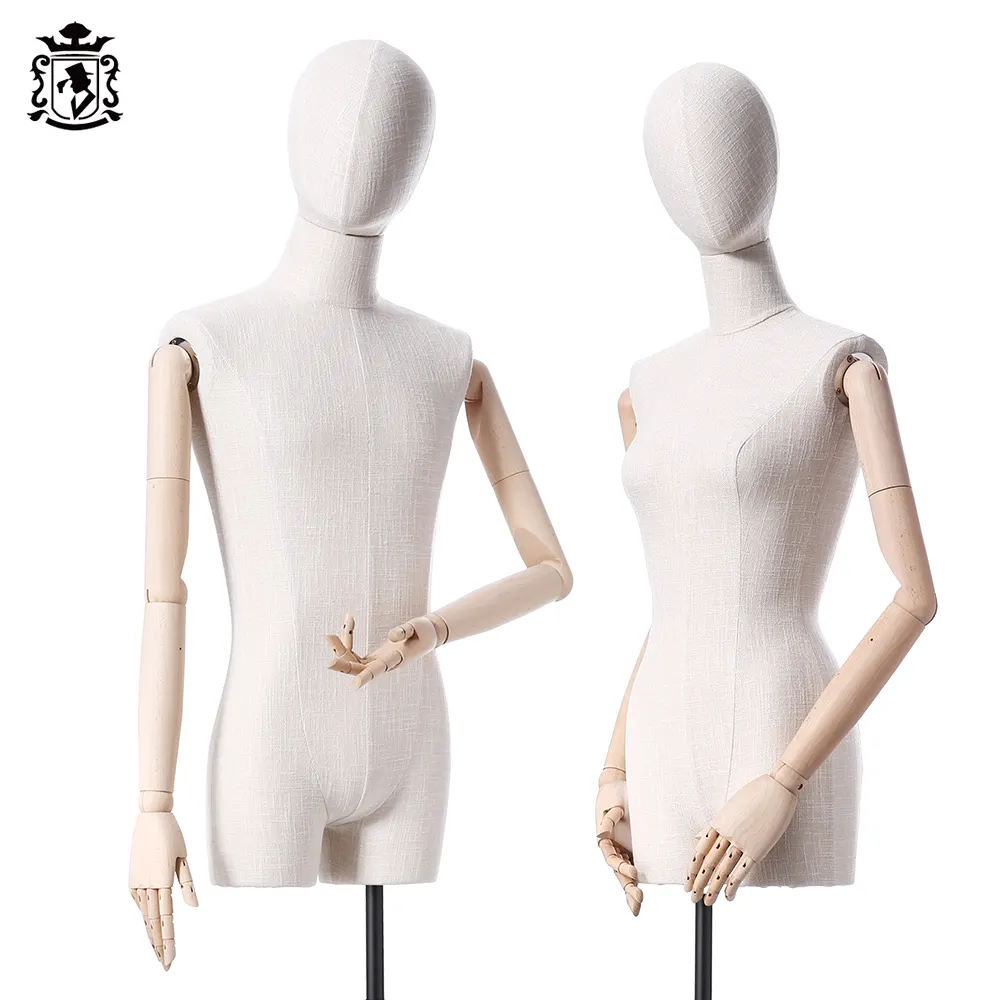UK Warehouse Whole Sale Garment Store Man Articulated Dummy Fashion Design Linen Covered Male Mannequin