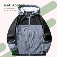 Blouson bomber coupe-vent à capuche pour homme avec fermeture éclair, service OEM, logo frontal – Idéal pour l'alpinisme et la randonnée en extérieur