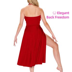 Đầm nhảy <span class=keywords><strong>Latin</strong></span> MiDee dành cho nữ người lớn, kiểu dáng thanh lịch, thiết kế dây chéo lưng trần, hở bụng, chân váy bay bổng, kiểu dáng trữ tình. - Product Image 3