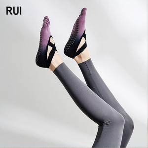RUIQUWIN Women's Non-slip Five Toe Breathable Quick Dry Yoga <b>Socks</b> Tie Gradient Short Professional Ballet Pilates Fitness Sports - Product Image 1