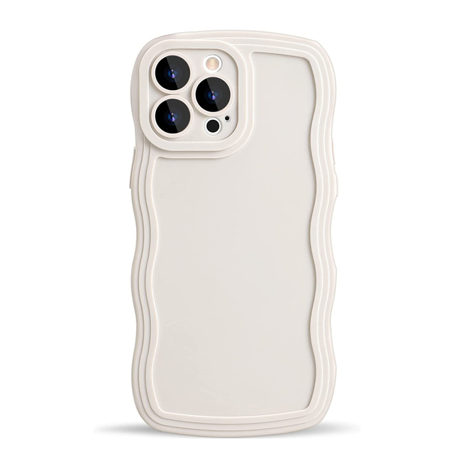 Cute Solid Color Curly Wave Shape Frame Shockproof Flexible Soft TPU Phone Case Cover for iphone iPhone 16 15 14 13 12 11 Pro Max Mini