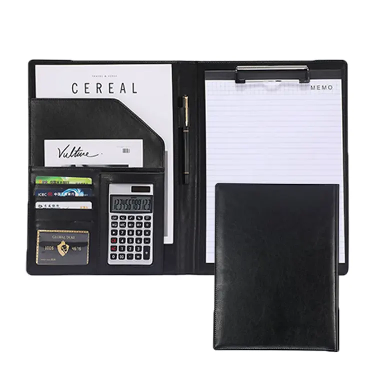 B5 A5 A6 Soft Hardcover Zipper Leather Notebook Cover With Calculator  Manager Portfolio Book Case