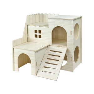 Petit <span class=keywords><strong>hamster</strong></span> labyrinthe bois maison amusante toboggan maison cabane à deux étages pour gerbille naine souris souris rat petits animaux - Product Image 1