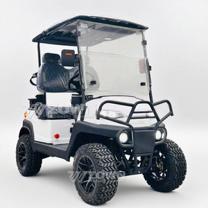Carrito de Golf Eléctrico Elevado de 2 Plazas, Color Blanco Puro, Parachoques Delantero de Metal, Neumáticos Todoterreno para Uso en Campos de Golf - Product Image 1