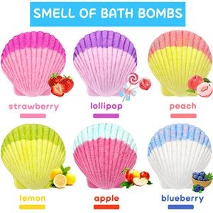 <span class=keywords><strong>Bombes</strong></span> de bain pour enfants Shell avec bracelet et bague surprise, <span class=keywords><strong>bombes</strong></span> effervescentes naturelles douces et véganes, ensemble cadeau de jouets de bain amusants pour <span class=keywords><strong>les</strong></span> <span class=keywords><strong>petites</strong></span> filles - Product Image 6
