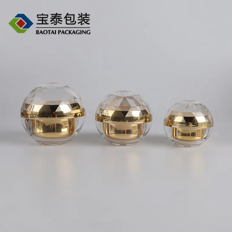 15g 30g 50g Doppia Parete Cosmetico Sfera D'oro Vaso Acrilico